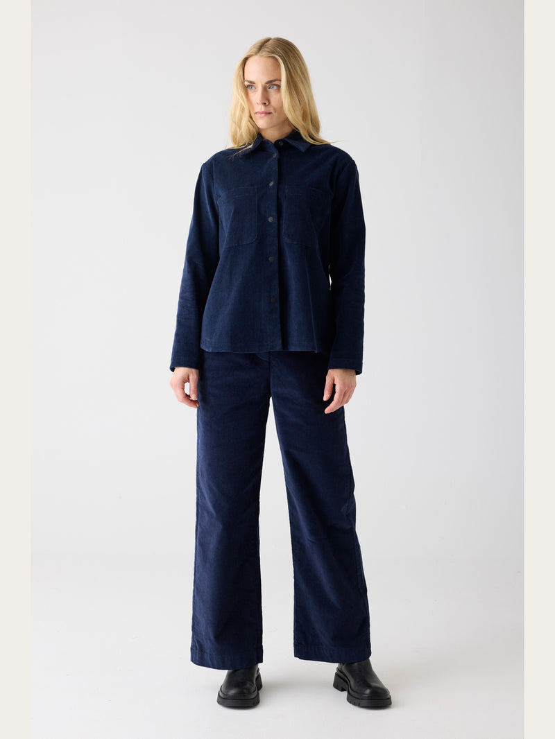 KnowledgeCotton Apparel - WMN Corduroy overshirt Overshirts 1412 Night Sky