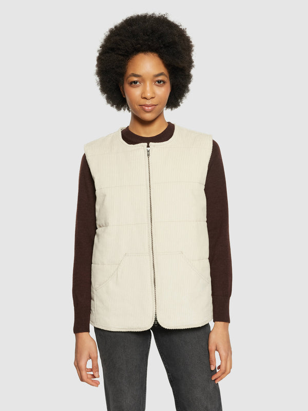 KnowledgeCotton Apparel - WMN Corduroy overshirt Vests 1228 Light feather gray