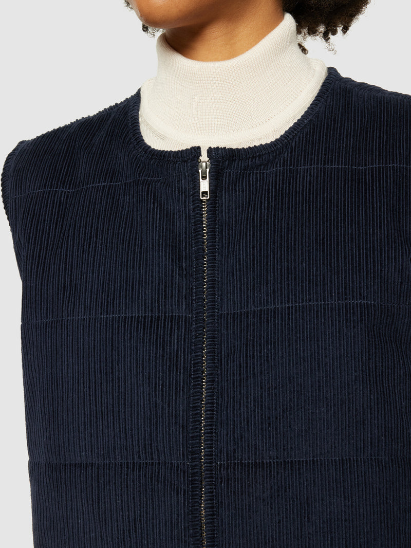 KnowledgeCotton Apparel - WMN Corduroy overshirt Vests 1412 Night Sky