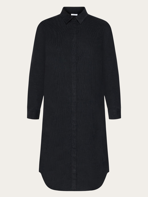 KnowledgeCotton Apparel - WMN Corduroy shirt dress Dresses 1300 Black Jet