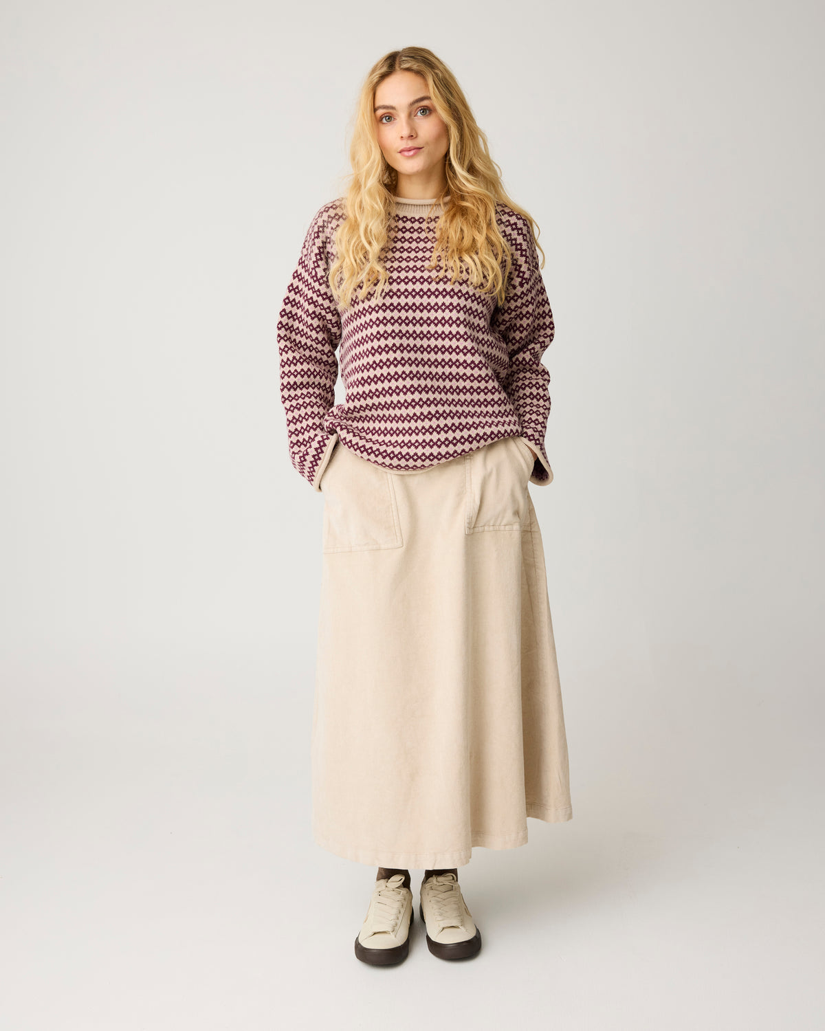 KnowledgeCotton Apparel - WMN Corduroy skirt Skirts 1228 Light feather gray