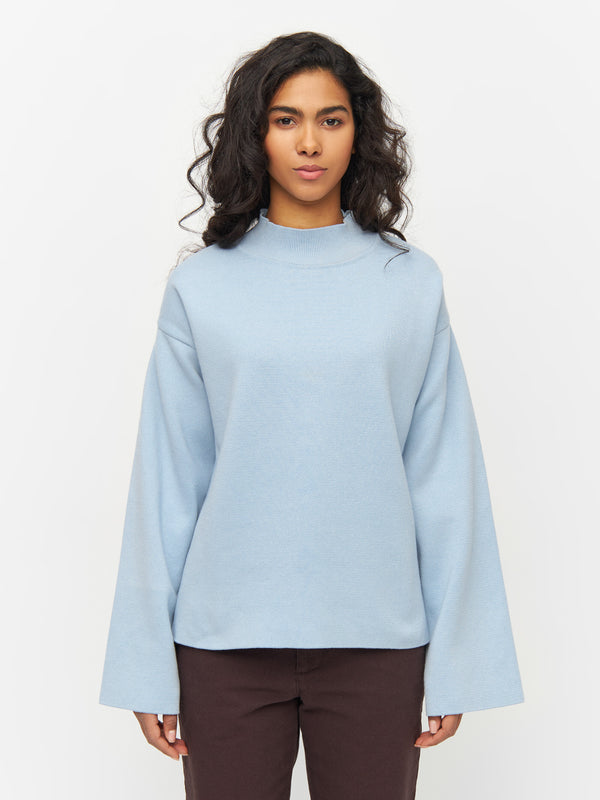KnowledgeCotton Apparel - WMN Cotton high neck knit Knits 1009 Skyway