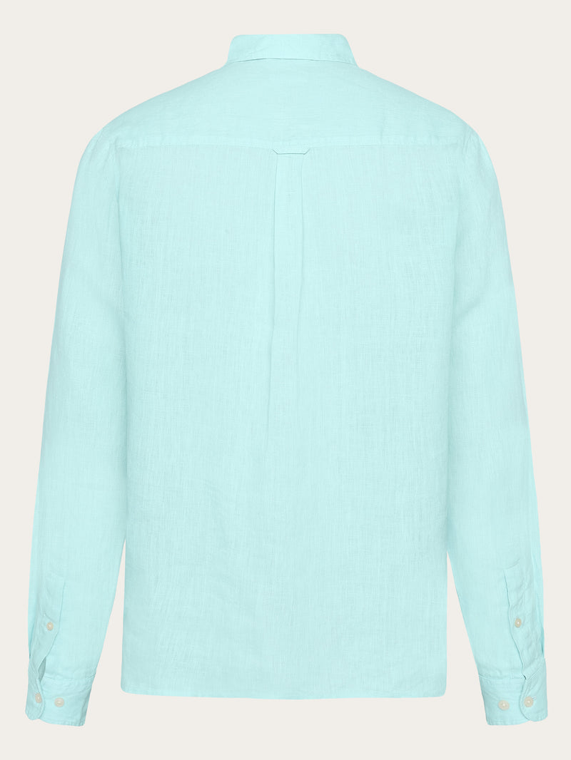 KnowledgeCotton Apparel - MEN Custom fit linen shirt Shirts 1480 Aqua-Esque