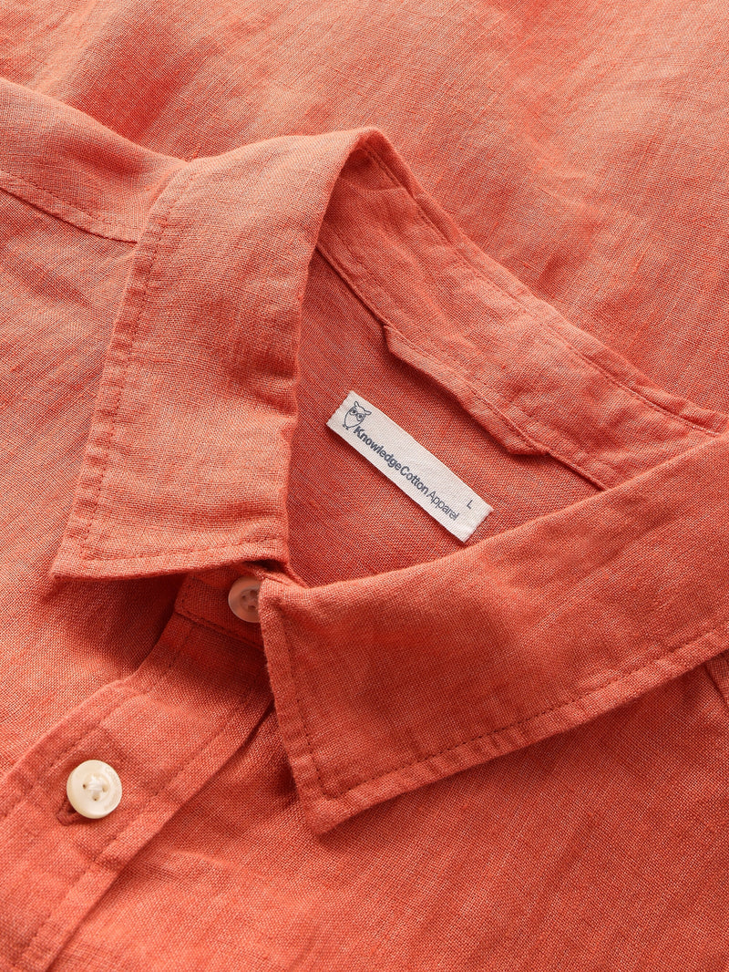 KnowledgeCotton Apparel - MEN Custom fit linen shirt Shirts 1481 Langoustino