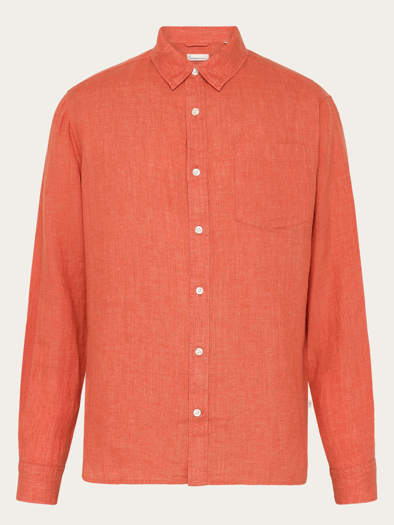 KnowledgeCotton Apparel - MEN Custom fit linen shirt Shirts 1481 Langoustino