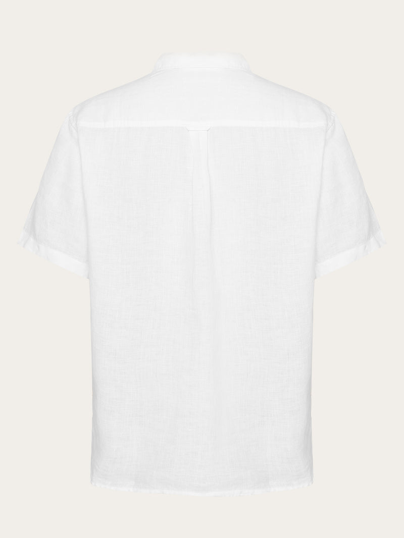 KnowledgeCotton Apparel - MEN Custom fit linen short sleeve shirt Shirts 1010 Bright White