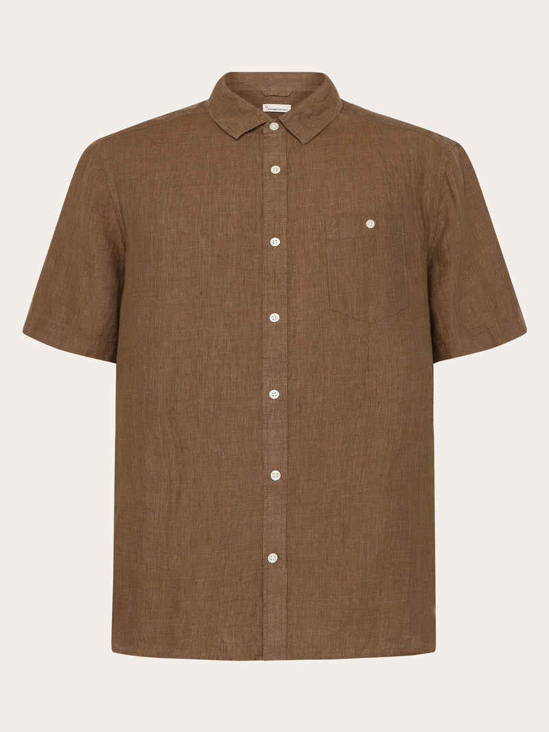 KnowledgeCotton Apparel - MEN Custom fit linen short sleeve shirt Shirts 1019 Tuffet