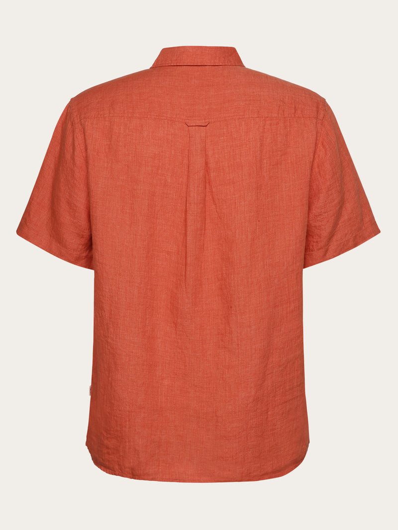 KnowledgeCotton Apparel - MEN Custom fit linen short sleeve shirt Shirts 1481 Langoustino