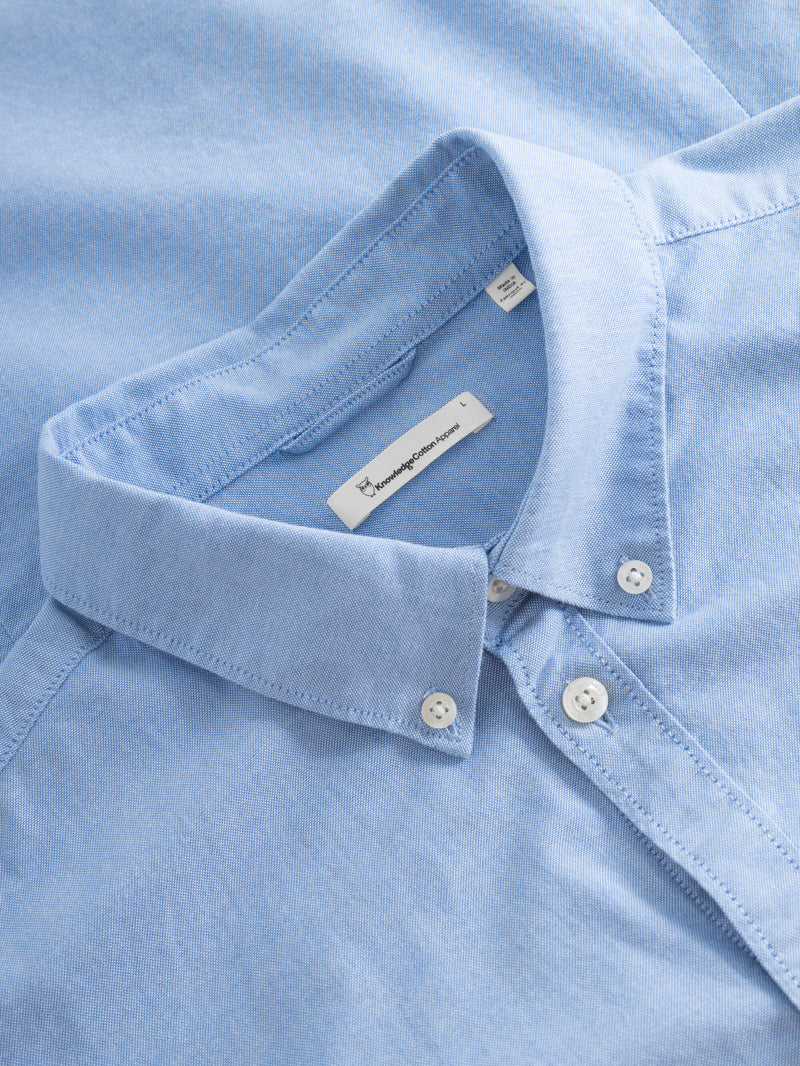 KnowledgeCotton Apparel - MEN Custom tailored fit small owl oxford shirt Shirts 1235 Lapis Blue