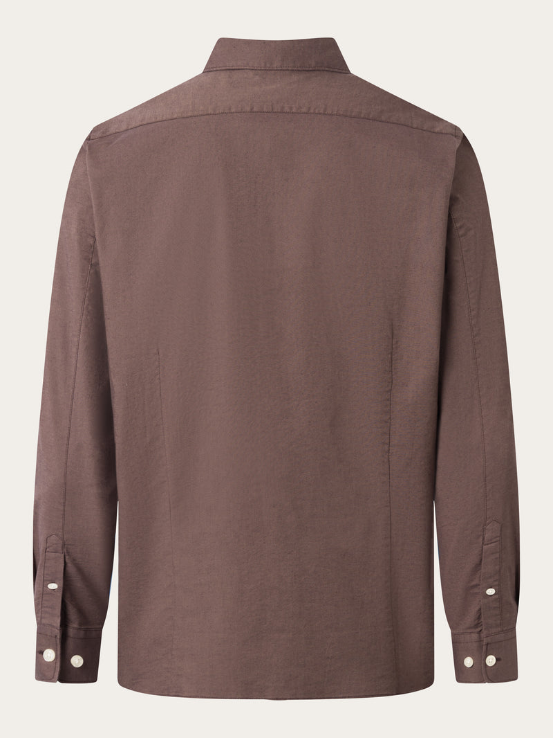 KnowledgeCotton Apparel - MEN Custom tailored fit small owl oxford shirt Shirts 1394 Chocolate Plum