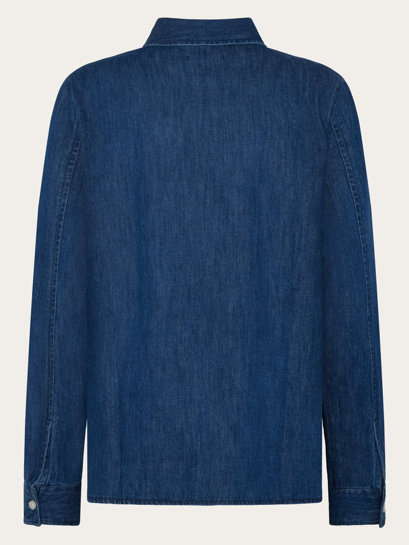 KnowledgeCotton Apparel - WMN Denim shirt Denim shirt 3059 Dark Blue denim