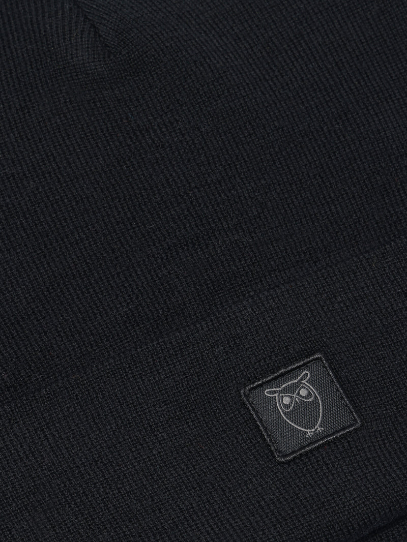KnowledgeCotton Apparel - UNI Merino Wool Double Layer Beanie RWS Hats 1300 Black Jet