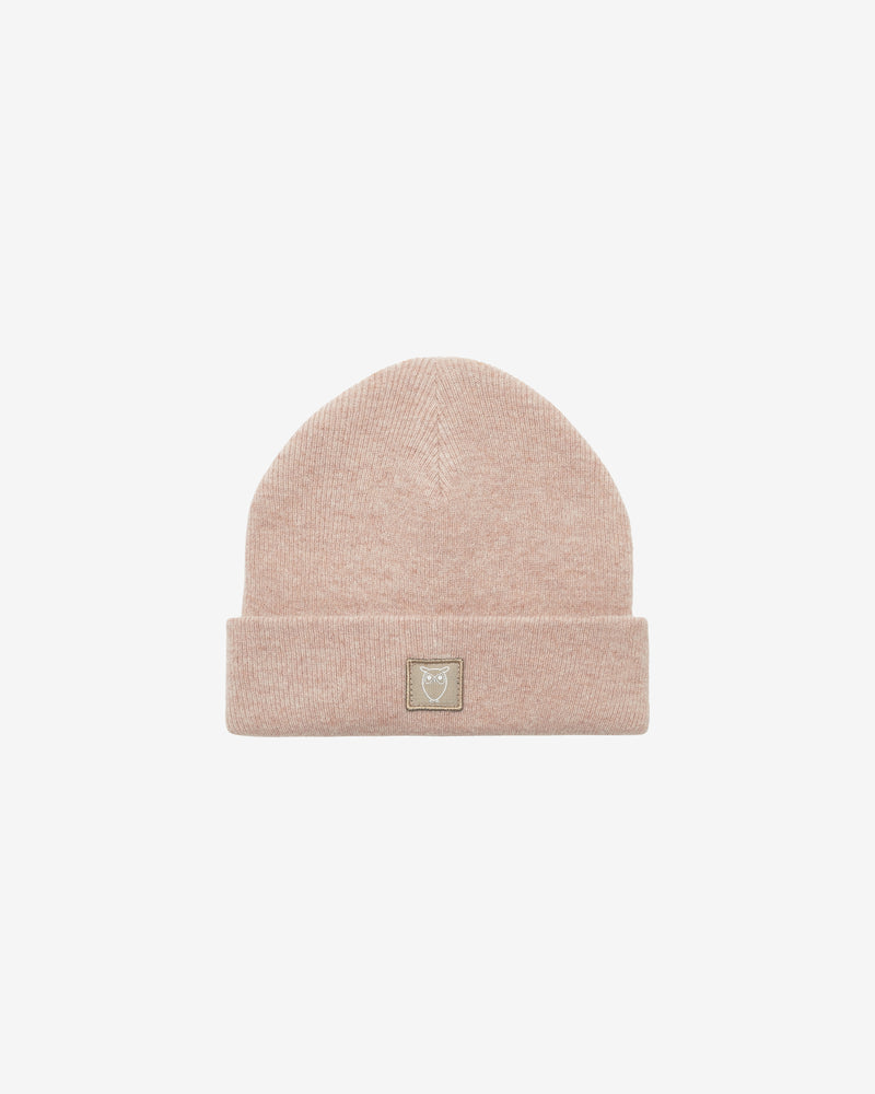 KnowledgeCotton Apparel - UNI Double layer wool beanie Hats 1074 Nature Melange