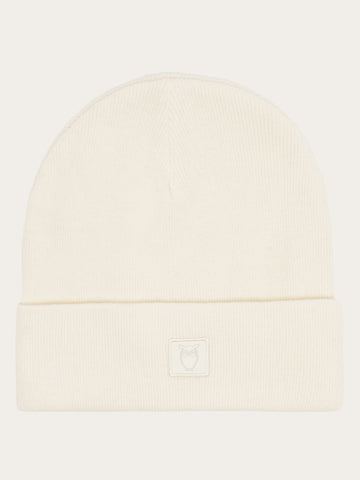 KnowledgeCotton Apparel - UNI Double layer wool beanie Hats 1387 Egret