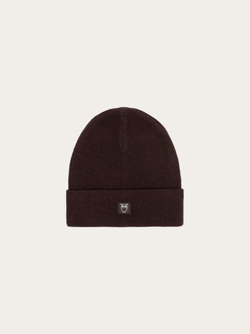 KnowledgeCotton Apparel - UNI Double layer wool beanie Hats 1487 Chocolate Torte