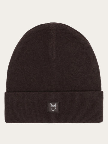 KnowledgeCotton Apparel - UNI Double layer wool beanie Hats 1487 Chocolate Torte
