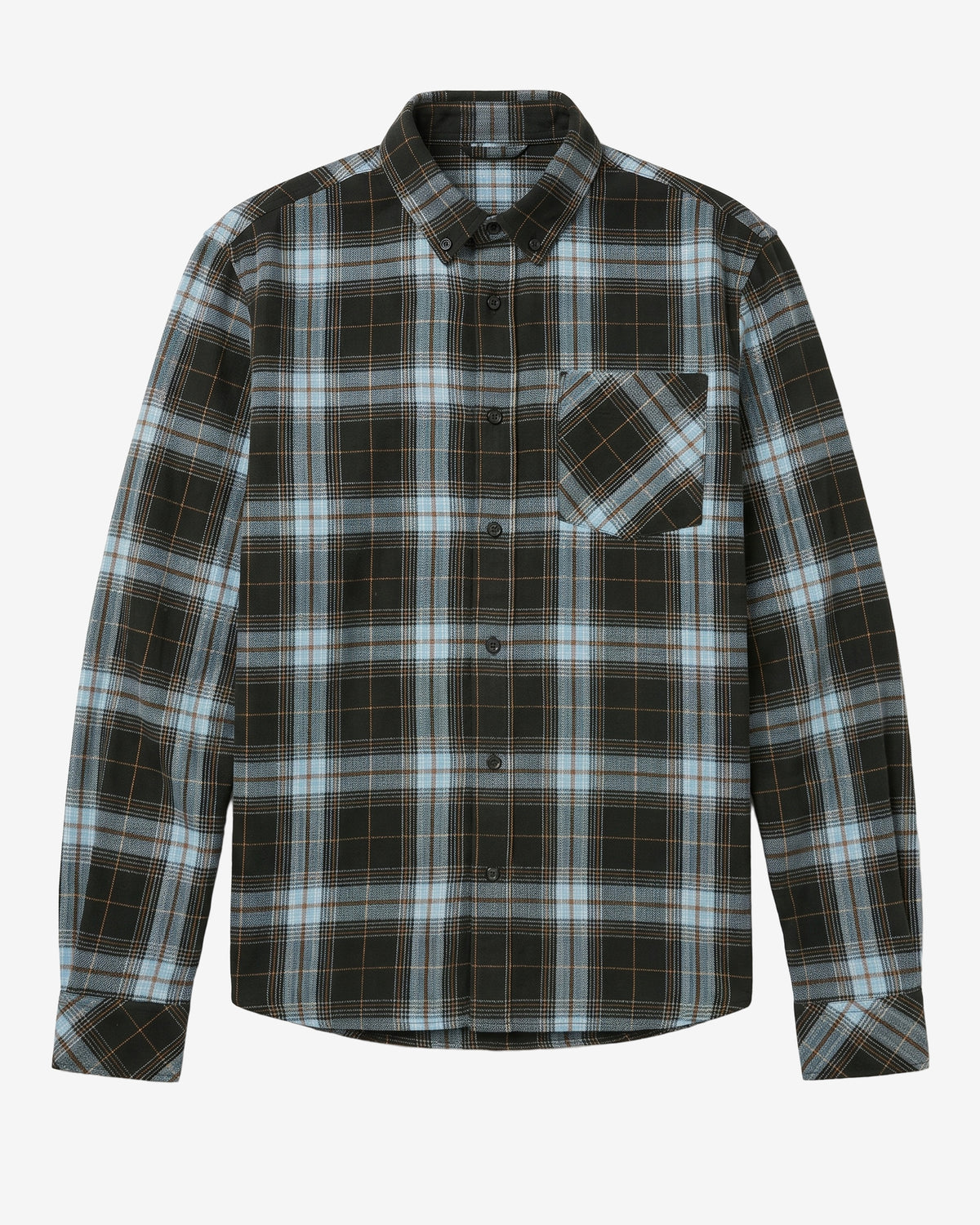 KnowledgeCotton Apparel - MEN Dune regular check flannel shirt Shirts 7023 Green check