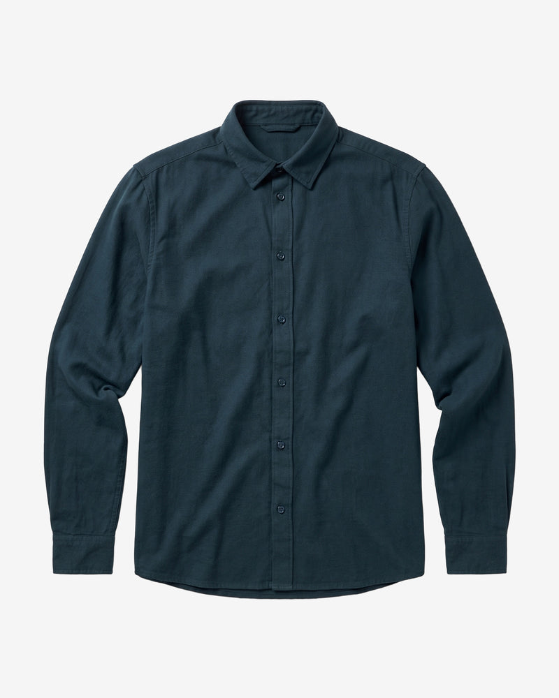 KnowledgeCotton Apparel - MEN Dune regular flannel shirt Shirts 1001 Total Eclipse