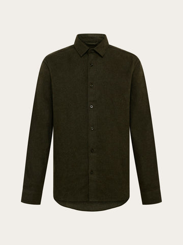 KnowledgeCotton Apparel - MEN Dune regular flannel shirt Shirts 1090 Forest Night