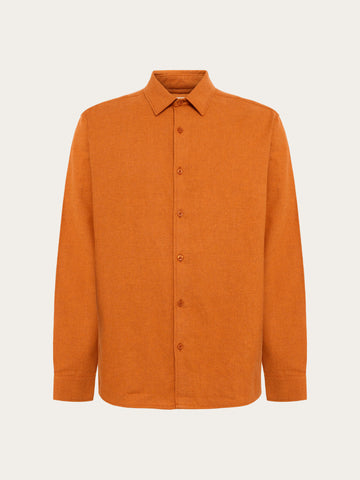 KnowledgeCotton Apparel - MEN Dune regular flannel shirt Shirts 1502 Golden Oak