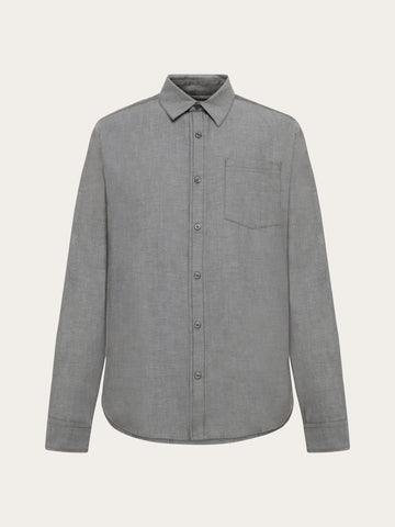 KnowledgeCotton Apparel - MEN Dune regular herringbone shirt Shirts 1487 Chocolate Torte