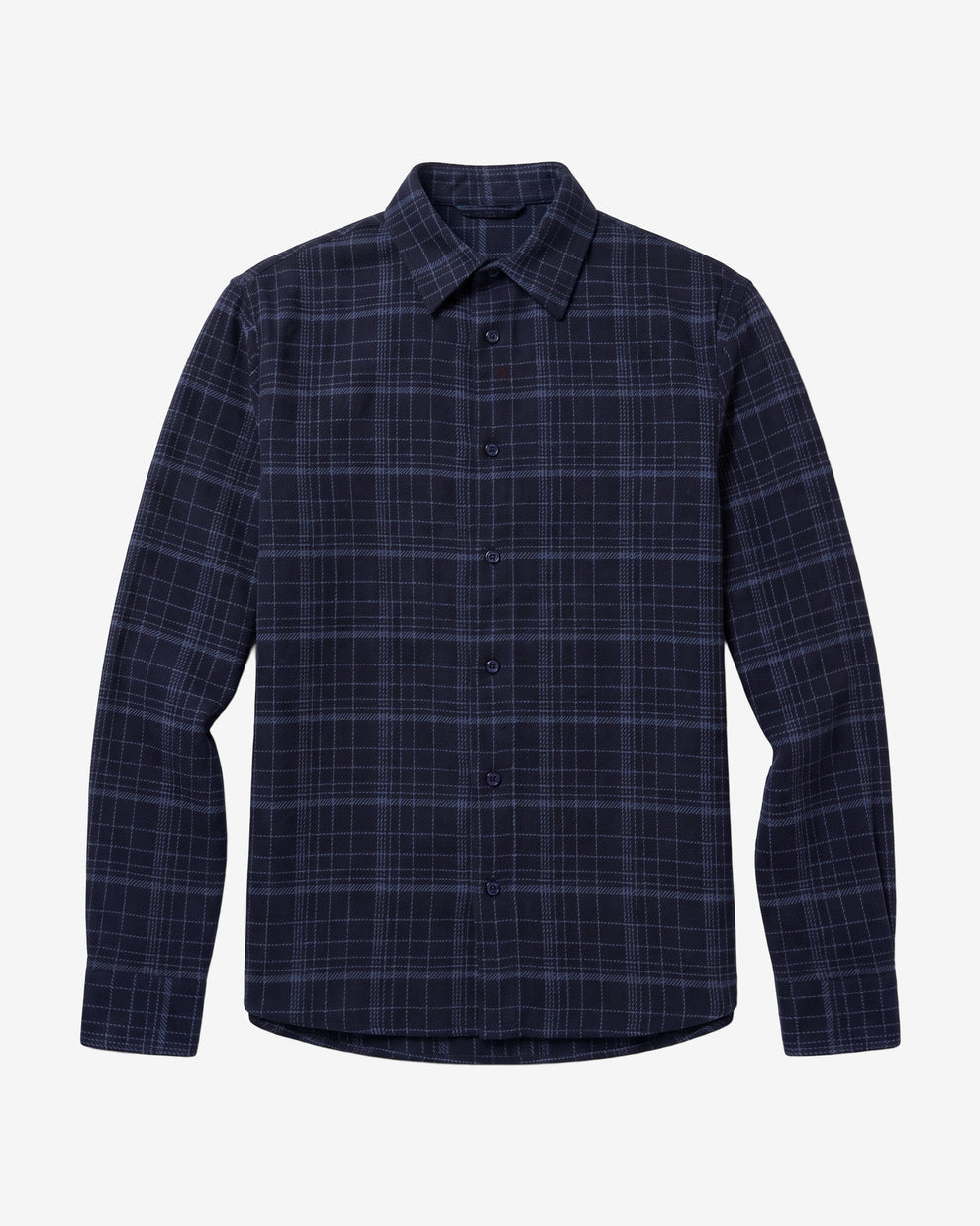 KnowledgeCotton Apparel - MEN Dune regular merino check shirt Shirts 7036 Navy