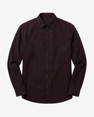 KnowledgeCotton Apparel - MEN Dune regular merino shirt Shirts 1487 Chocolate Torte