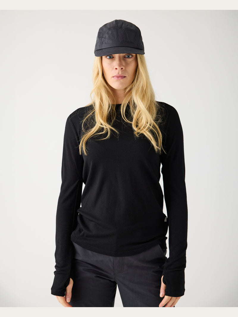 KnowledgeCotton Apparel - WMN Dynamic Wool 175 Single constructed long sleeve t-shirt - RWS Long Sleeves 1300 Black Jet