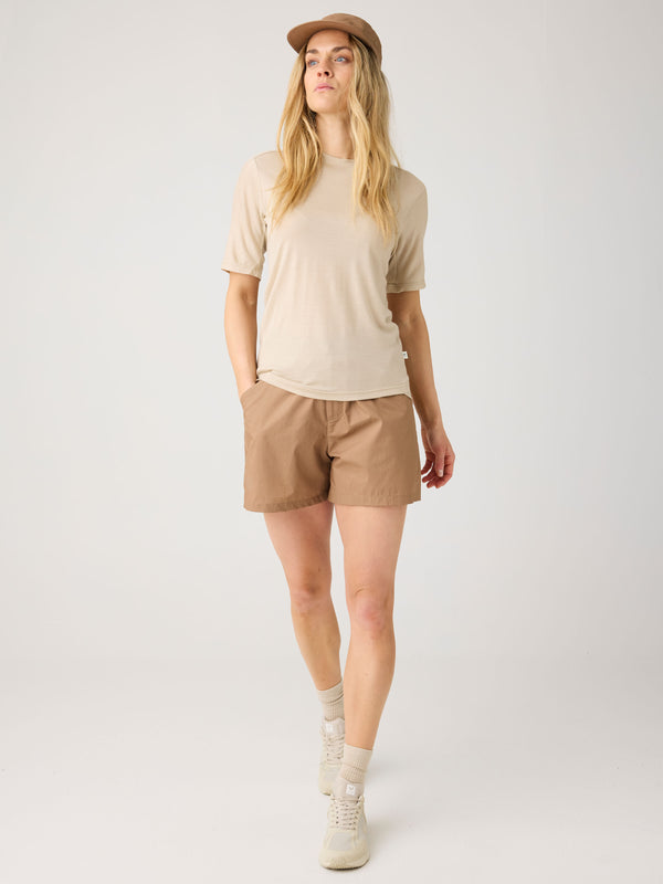 KnowledgeCotton Apparel - WMN Dynamic Wool 175 Single constructed t-shirt - RWS T-shirts 1228 Light feather gray