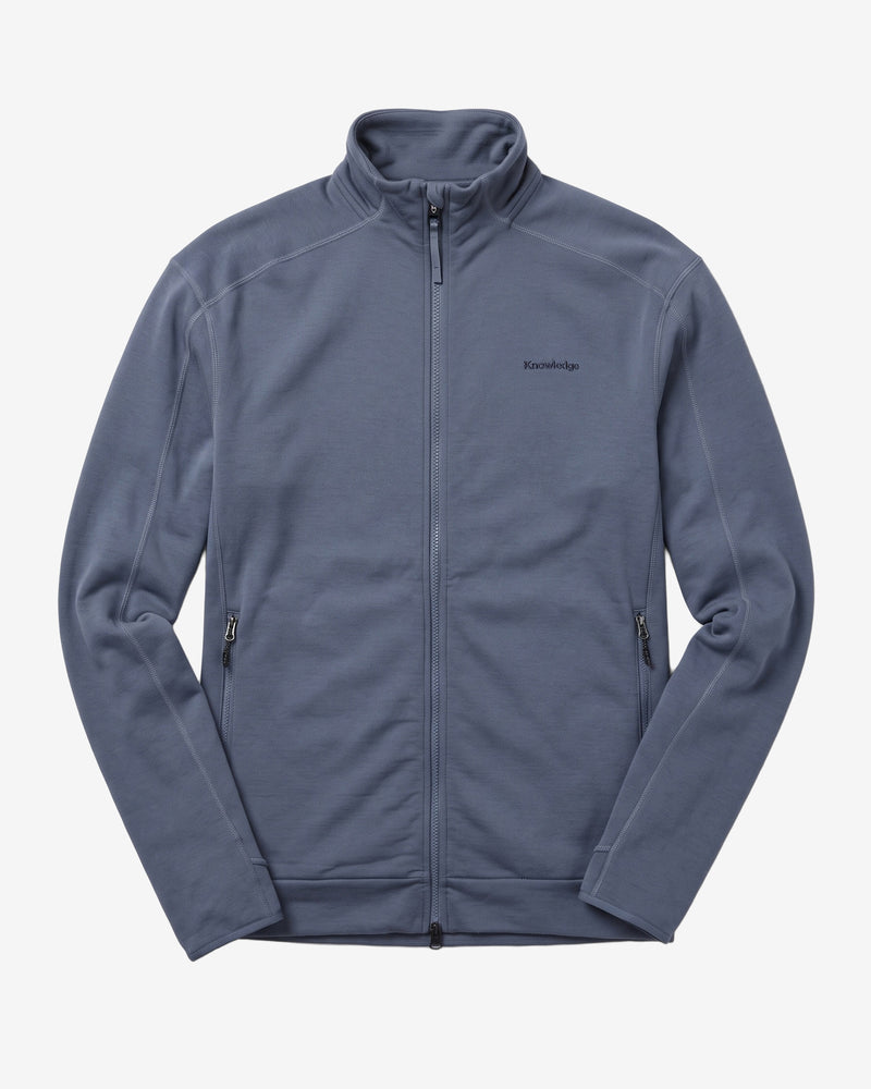 KnowledgeCotton Apparel - MEN Dynamic wool fleece full zip Fleeces 1226 Vintage Indigo