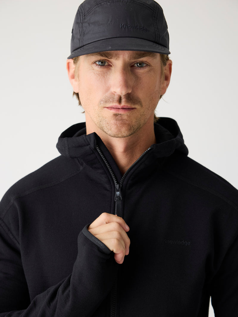 KnowledgeCotton Apparel - MEN Dynamic wool fleece full zip Fleeces 1300 Black Jet