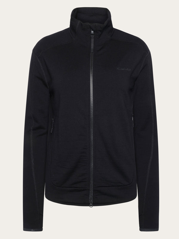 KnowledgeCotton Apparel - WMN Dynamic wool fleece full zip Fleeces 1300 Black Jet