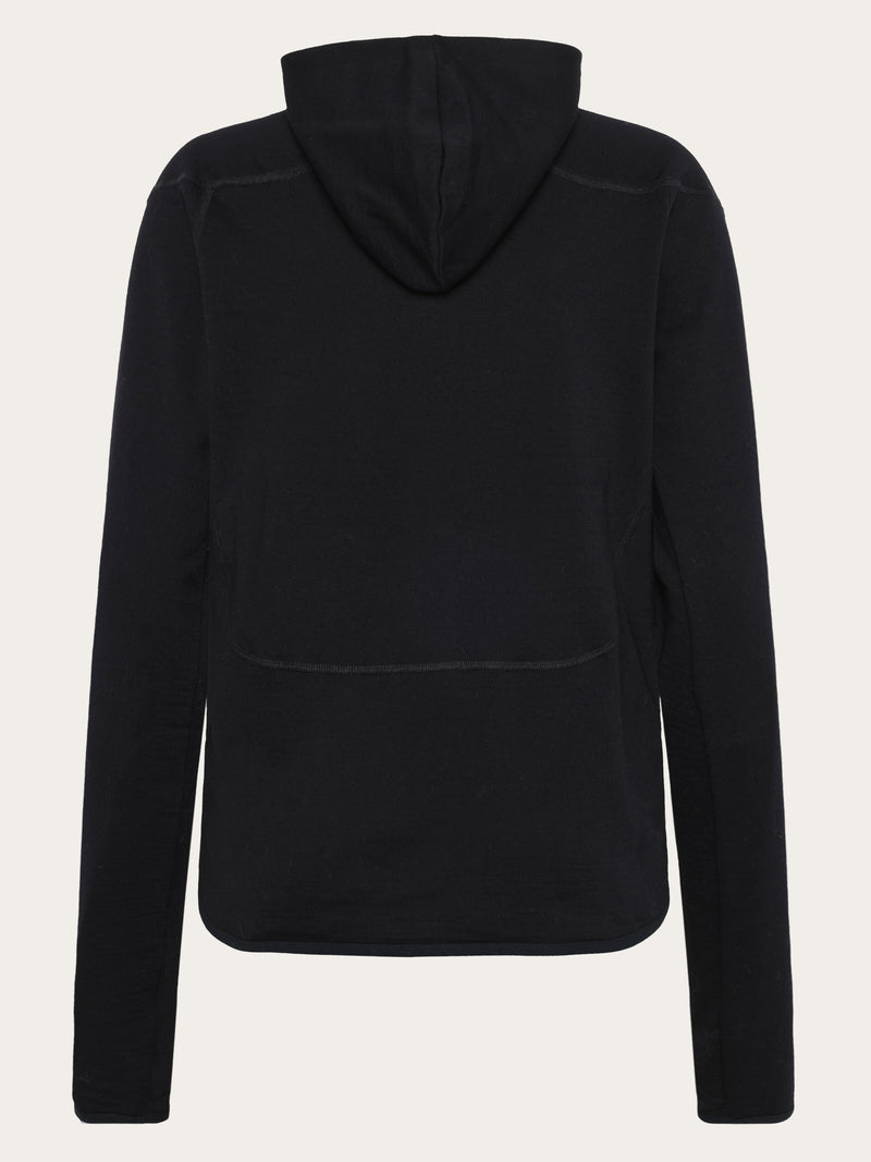 KnowledgeCotton Apparel - WMN Dynamic wool fleece hoodie Fleeces 1300 Black Jet
