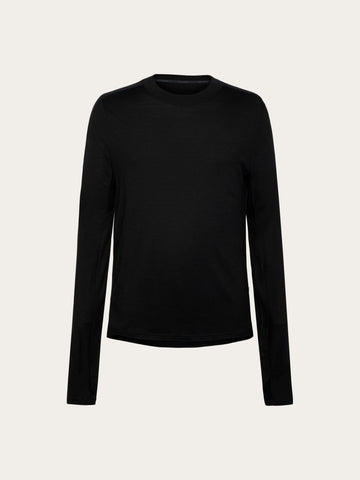 KnowledgeCotton Apparel - MEN Dynamic wool long sleeve t-shirt Long Sleeves 1300 Black Jet