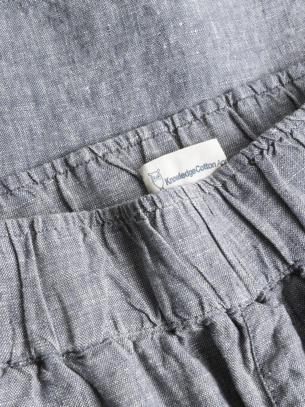 KnowledgeCotton Apparel - WMN EVE culotte high-rise wide linen shorts - GOTS/Vegan Shorts 1226 Vintage Indigo