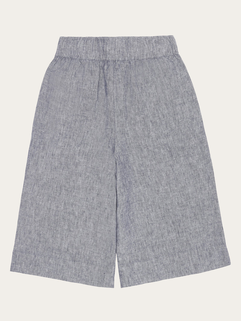 KnowledgeCotton Apparel - WMN EVE culotte high-rise wide linen shorts - GOTS/Vegan Shorts 1226 Vintage Indigo