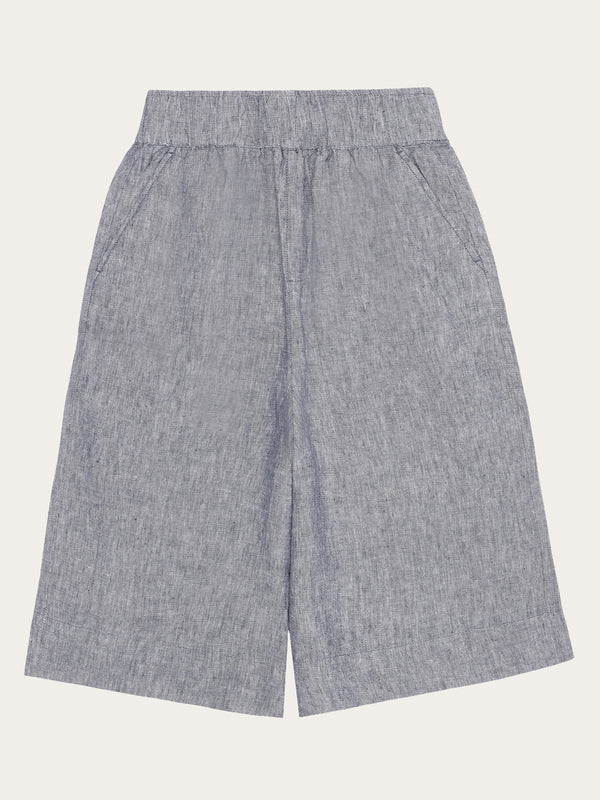KnowledgeCotton Apparel - WMN EVE culotte high-rise wide linen shorts - GOTS/Vegan Shorts 1226 Vintage Indigo