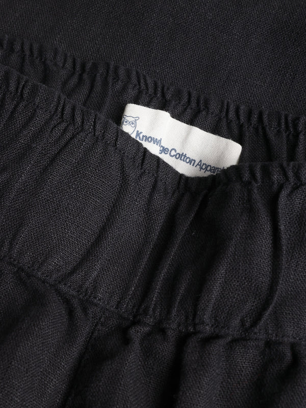 KnowledgeCotton Apparel - WMN EVE culotte high-rise wide linen shorts - GOTS/Vegan Shorts 1300 Black Jet