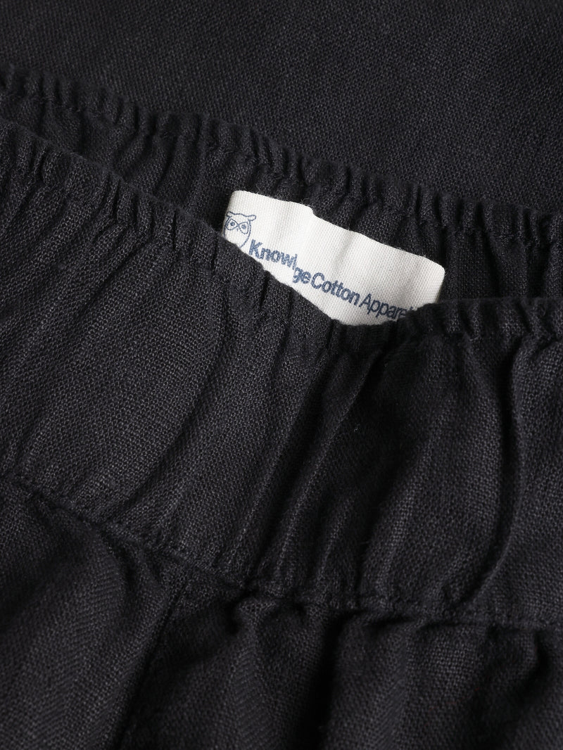 KnowledgeCotton Apparel - WMN EVE culotte high-rise wide linen shorts - GOTS/Vegan Shorts 1300 Black Jet