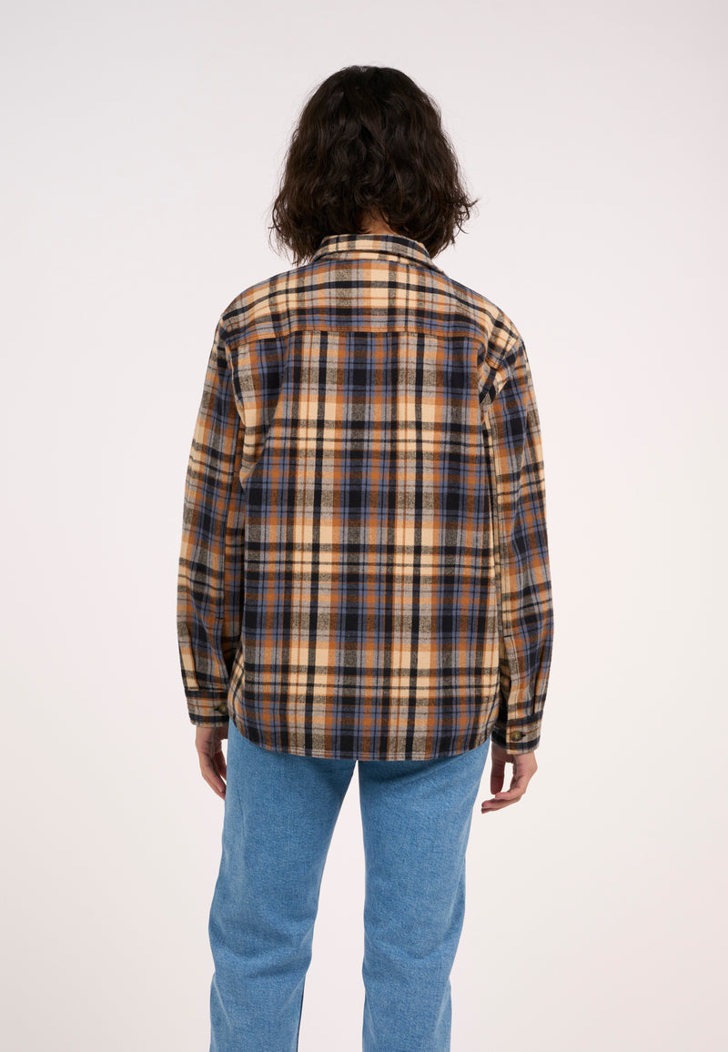KnowledgeCotton Apparel - WMN Earth colors checkred overshirt Overshirts 1366 Brown Sugar