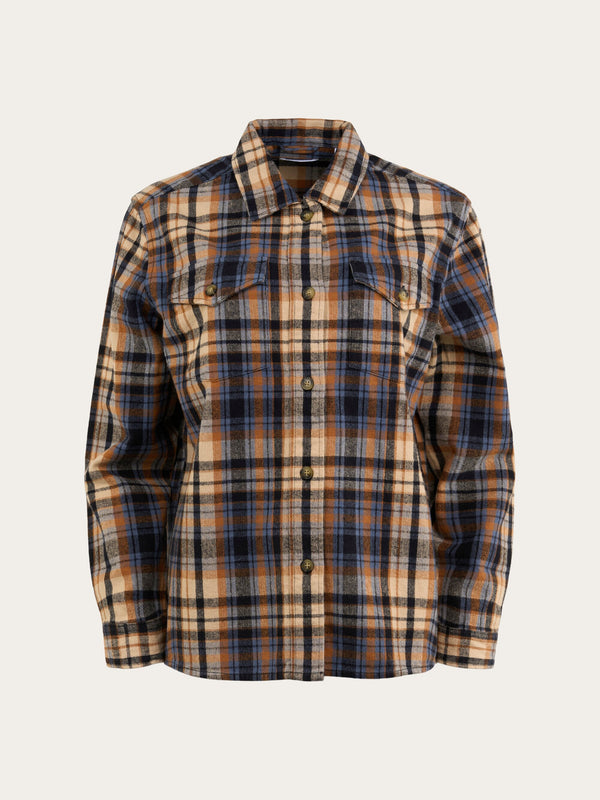 KnowledgeCotton Apparel - WMN Earth colors checkred overshirt Overshirts 1366 Brown Sugar
