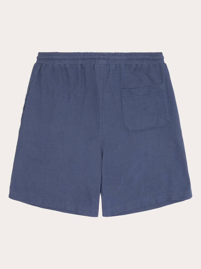 KnowledgeCotton Apparel - MEN FIG Loose fit bouclé jersey shorts - GOTS/Vegan Shorts 1226 Vintage Indigo