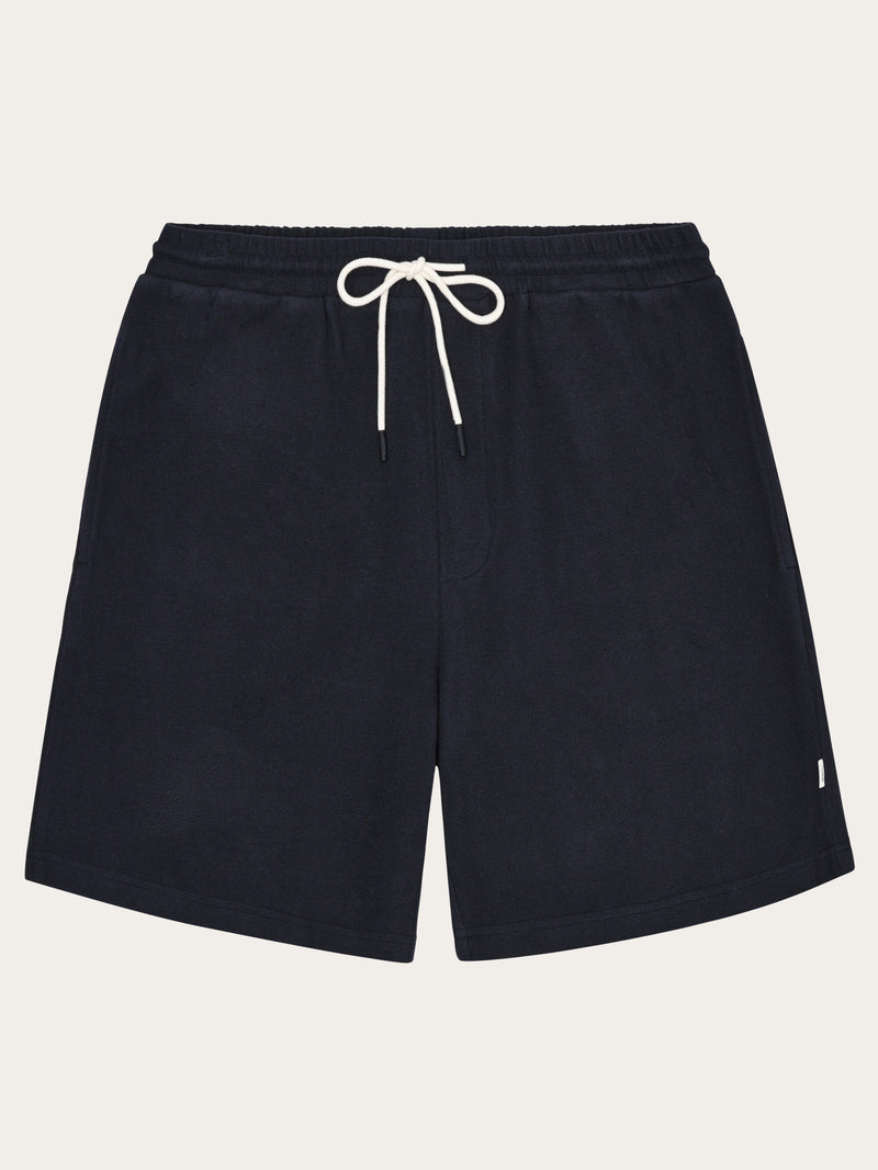 KnowledgeCotton Apparel - MEN FIG Loose fit bouclé jersey shorts - GOTS/Vegan Shorts 1412 Night Sky