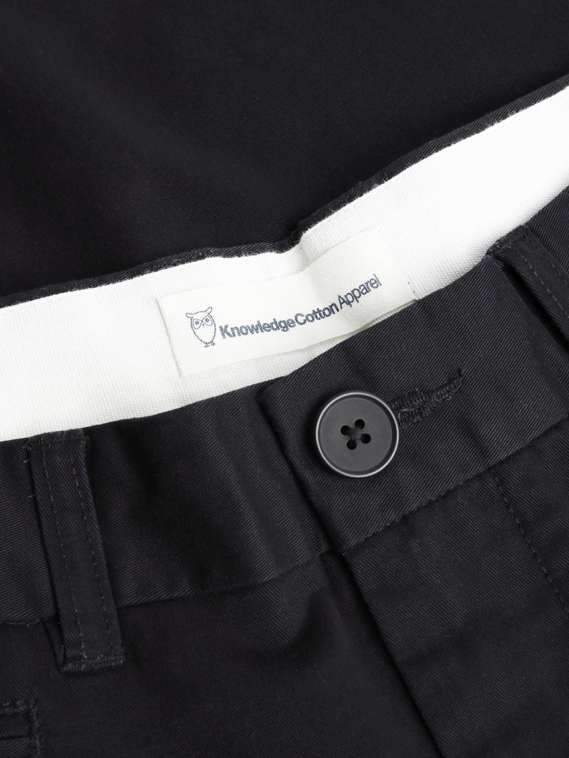 KnowledgeCotton Apparel - MEN FLINT Organic Cotton Twill Chino GOTS/Vegan Pants 1300 Black Jet