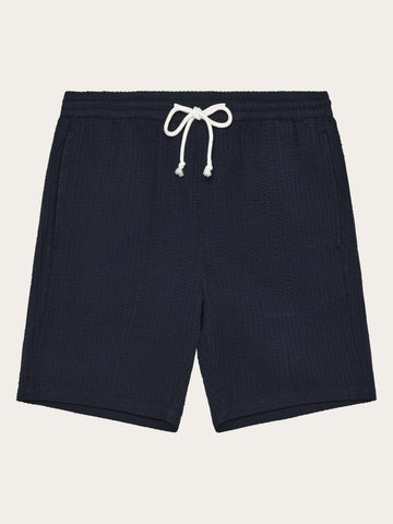 KnowledgeCotton Apparel - MEN Fig loose seersucker shorts Shorts 1412 Night Sky