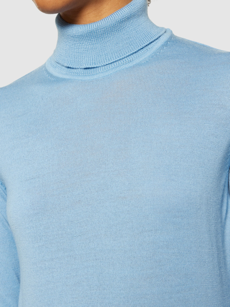 KnowledgeCotton Apparel - WMN Fine merino roll neck - RWS Knits 1463 Glacier Lake