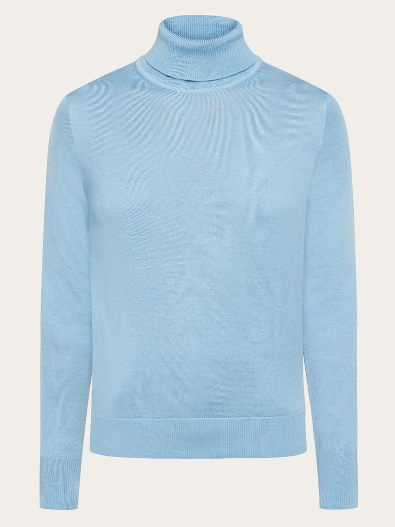 KnowledgeCotton Apparel - WMN Fine merino roll neck - RWS Knits 1463 Glacier Lake