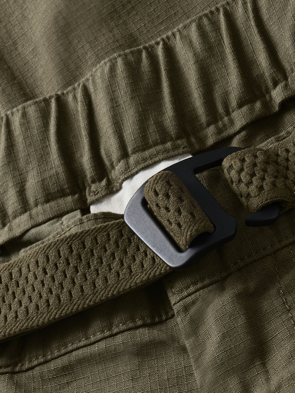 KnowledgeCotton Apparel - MEN Flint Ripstop Belt Cargo Pant - GOTS/Vegan Pants 1068 Burned Olive