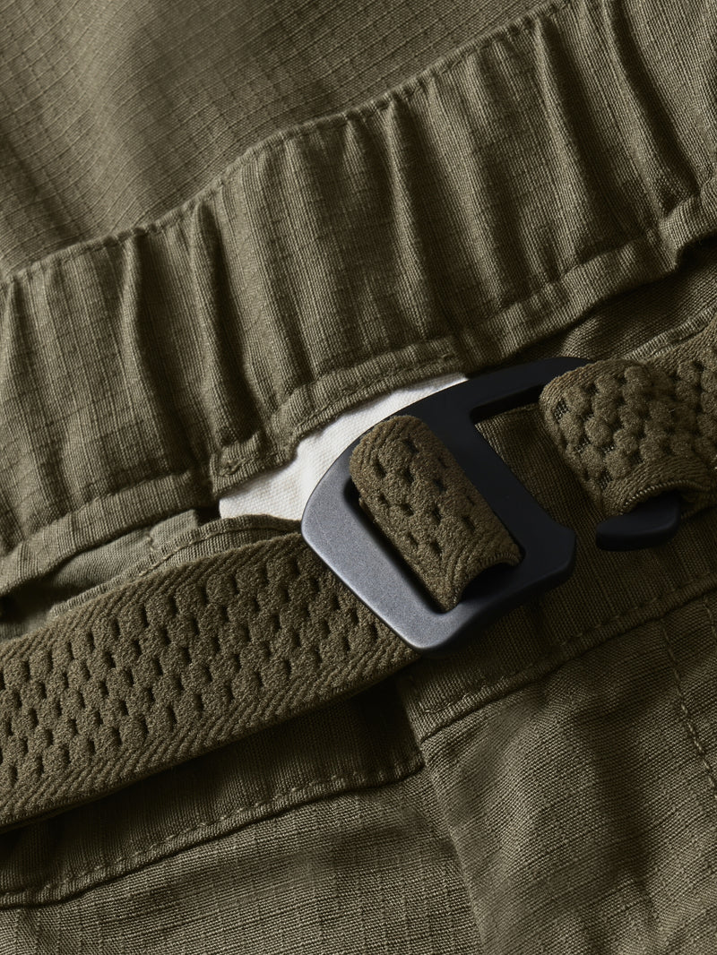 KnowledgeCotton Apparel - MEN Flint Ripstop Belt Cargo Pant - GOTS/Vegan Pants 1068 Burned Olive