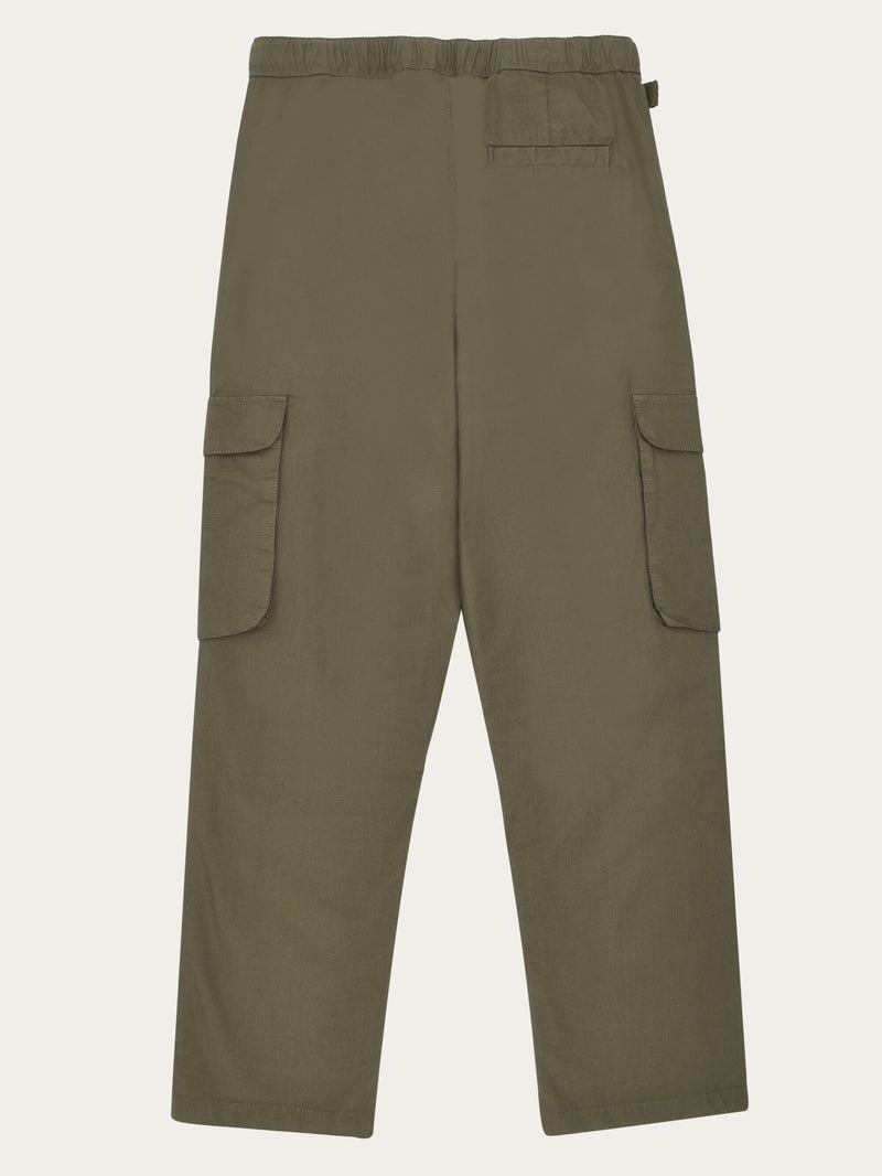 KnowledgeCotton Apparel - MEN Flint Ripstop Belt Cargo Pant - GOTS/Vegan Pants 1068 Burned Olive
